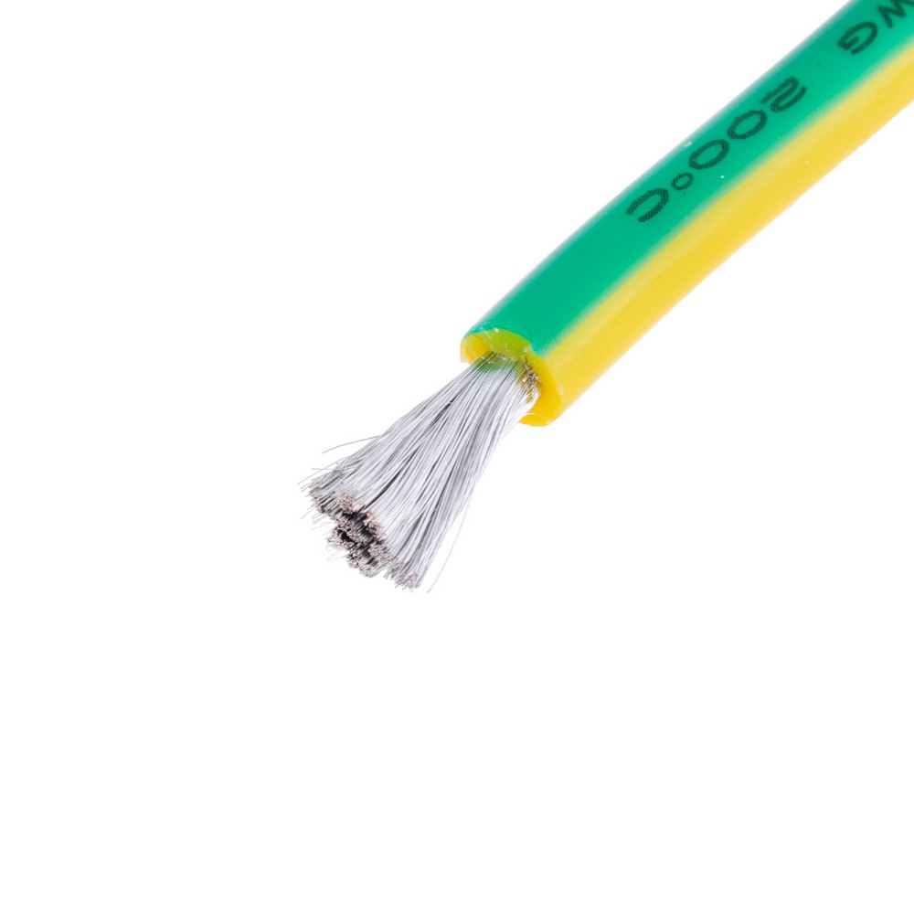 Силіконовий провід 10AWG (5.4mm²-1050/0.08TS) жовто-зелений