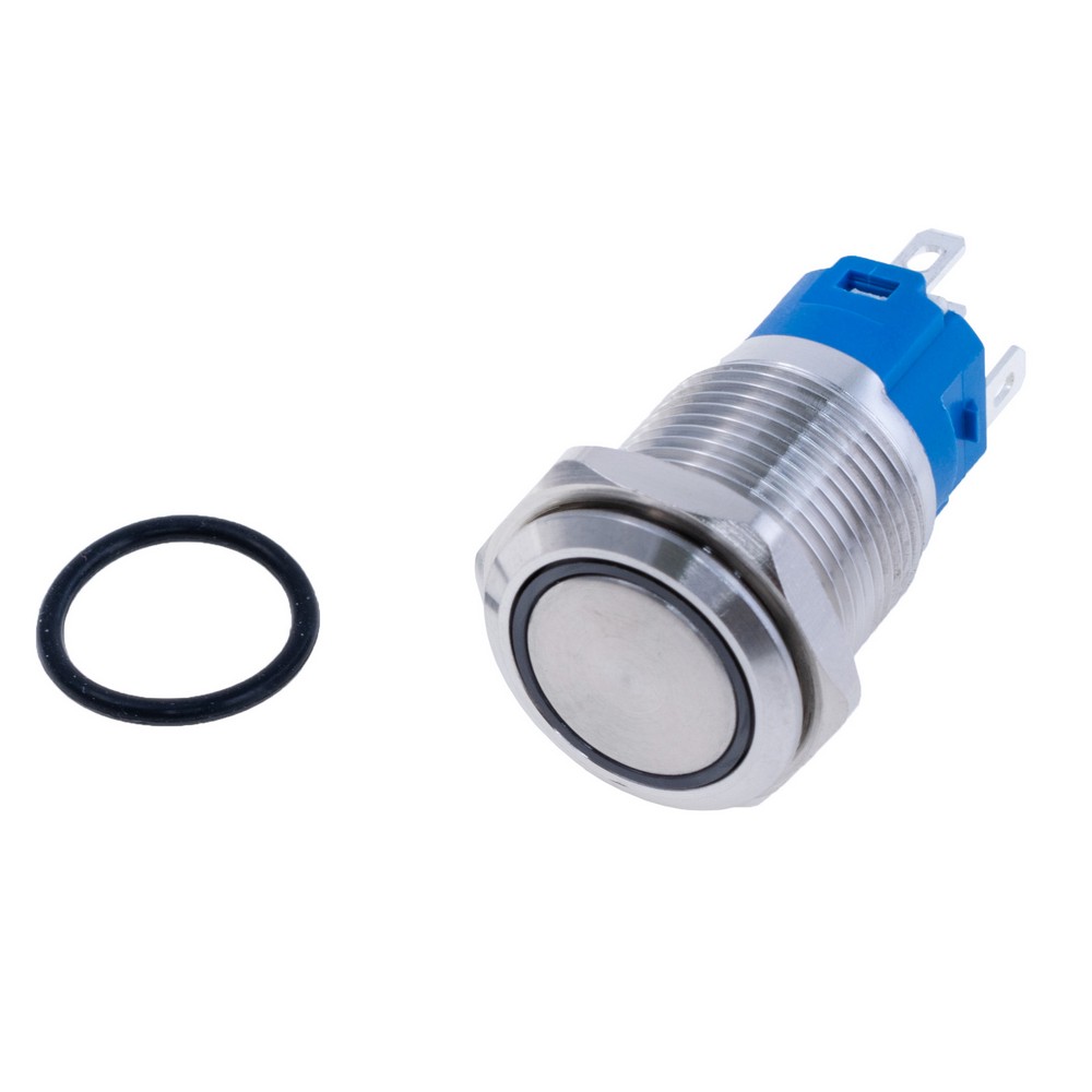 Кнопка антивандальна без фіксації SPDT з синім підсвічуванням 12V, LAS3-16F- W11EM-S