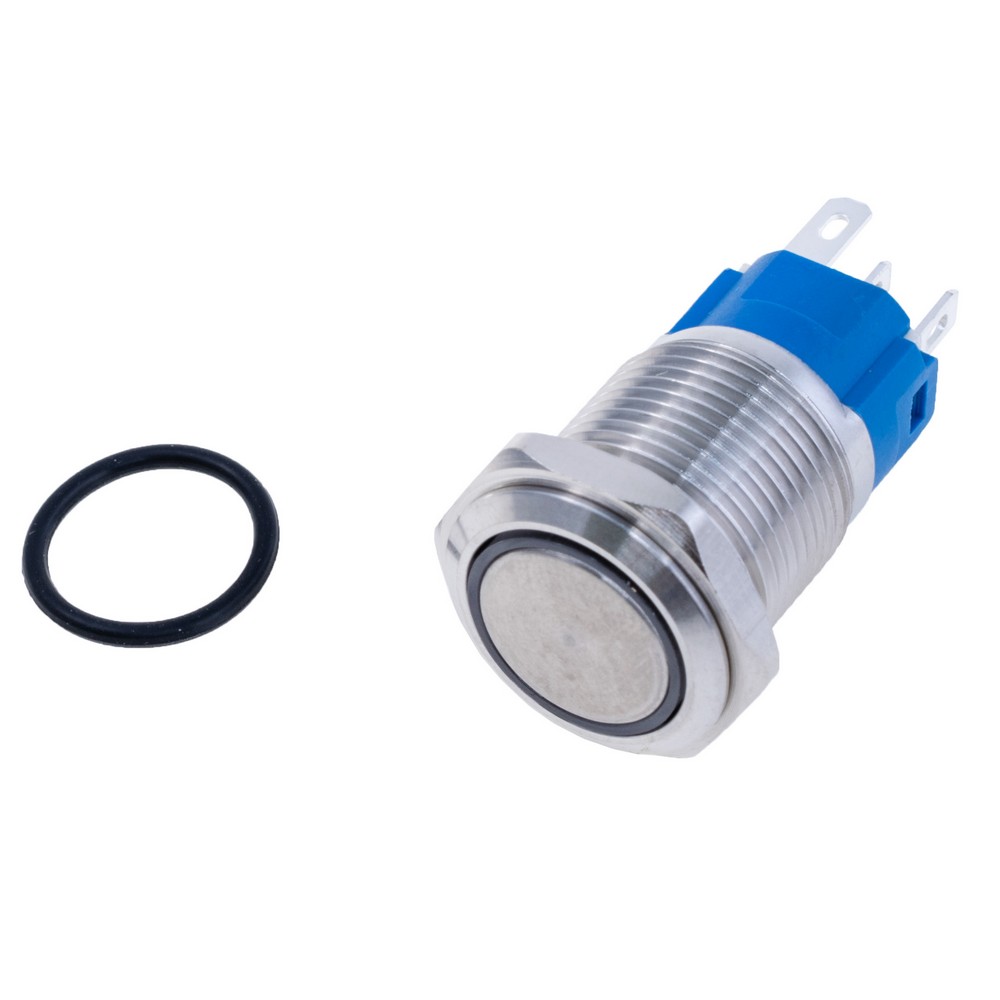 Кнопка антивандальна без фіксації SPDT з червоним підсвічуванням 12V, LAS3-16F- W11EM-S