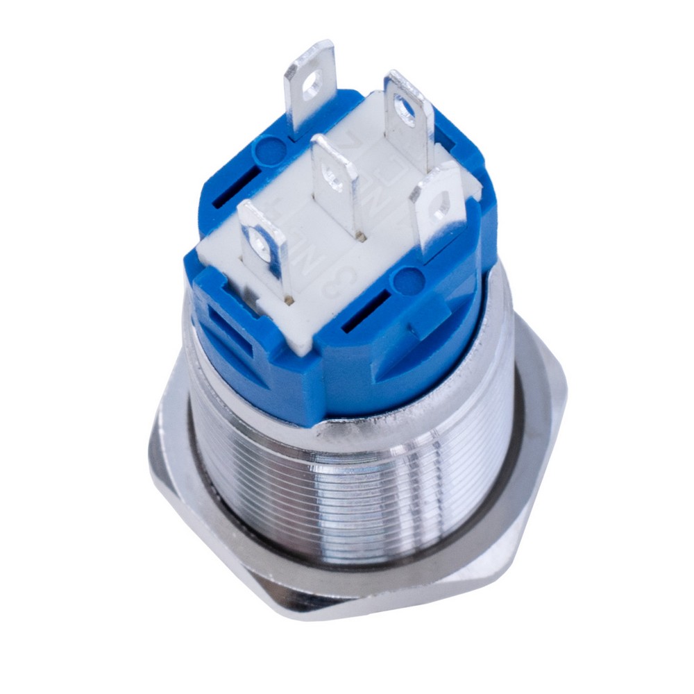 Кнопка антивандальна без фіксації SPDT з червоним підсвічуванням 12V, LAS3-16F- W11EM-S