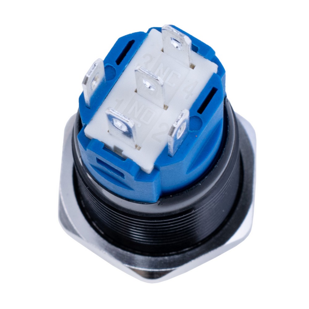 Кнопка антивандальна з фіксацією SPDT з синім підсвічуванням 12V, LAS3-16F- W11EL-A