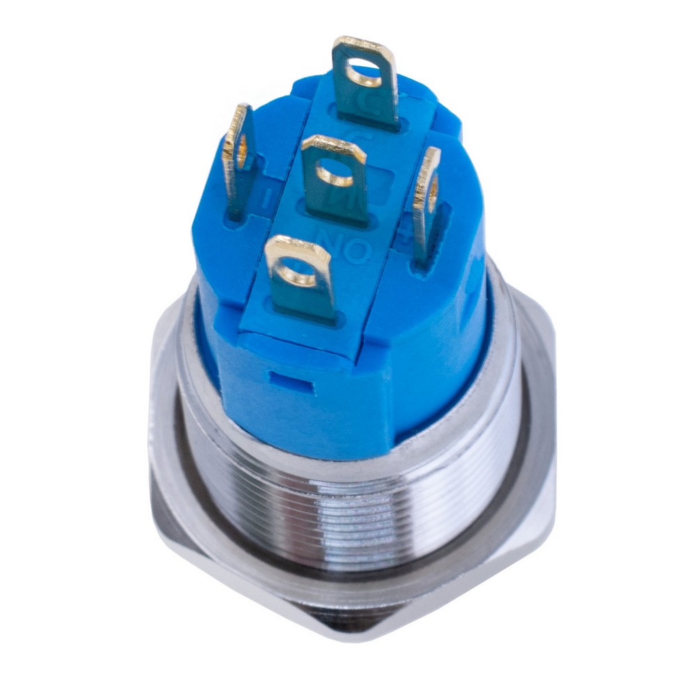 Кнопка антивандальна без фіксації SPDT з зеленим підсвічуванням 12V, LAS3-16F- 11DM/S