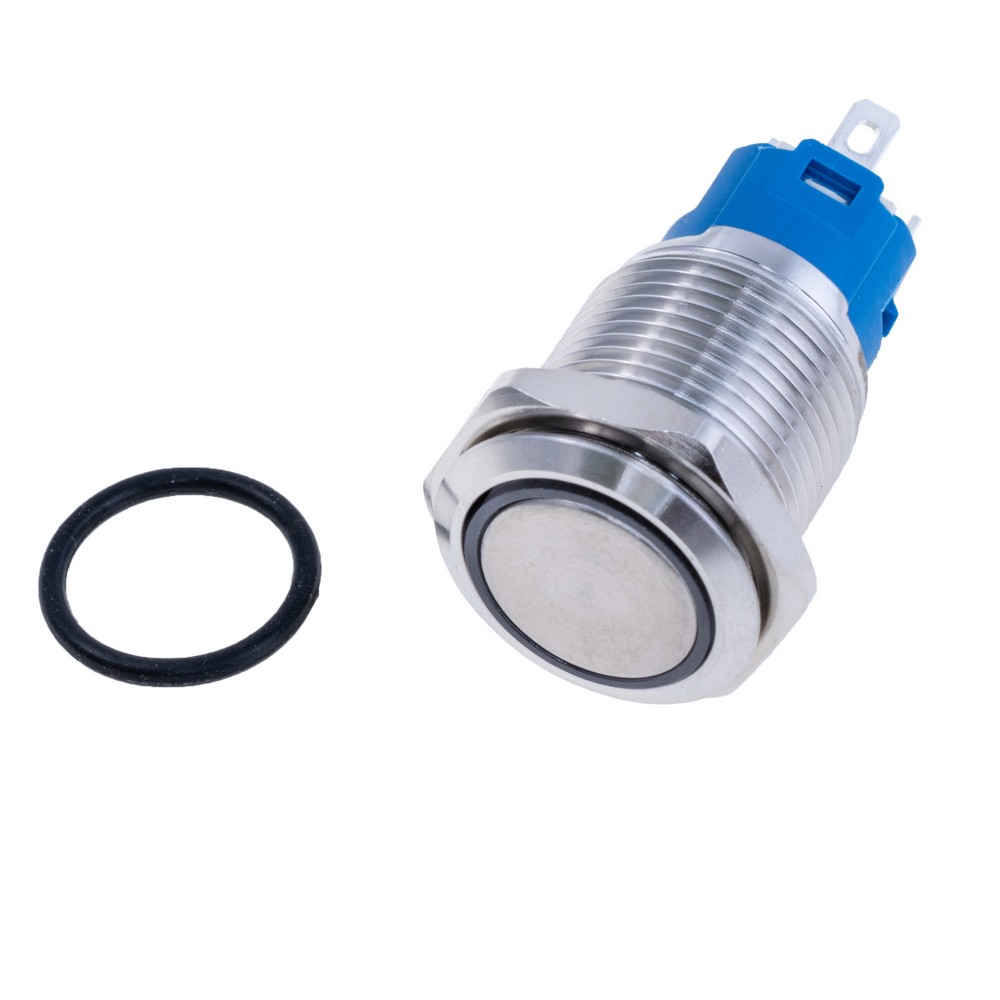 Кнопка антивандальна без фіксації SPDT з зеленим підсвічуванням 12V, LAS3-16F- W11EM-S