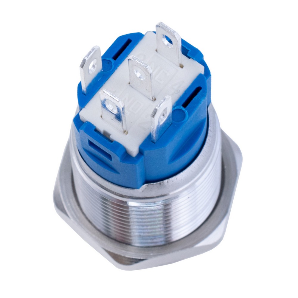 Кнопка антивандальна без фіксації SPDT з зеленим підсвічуванням 12V, LAS3-16F- W11EM-S