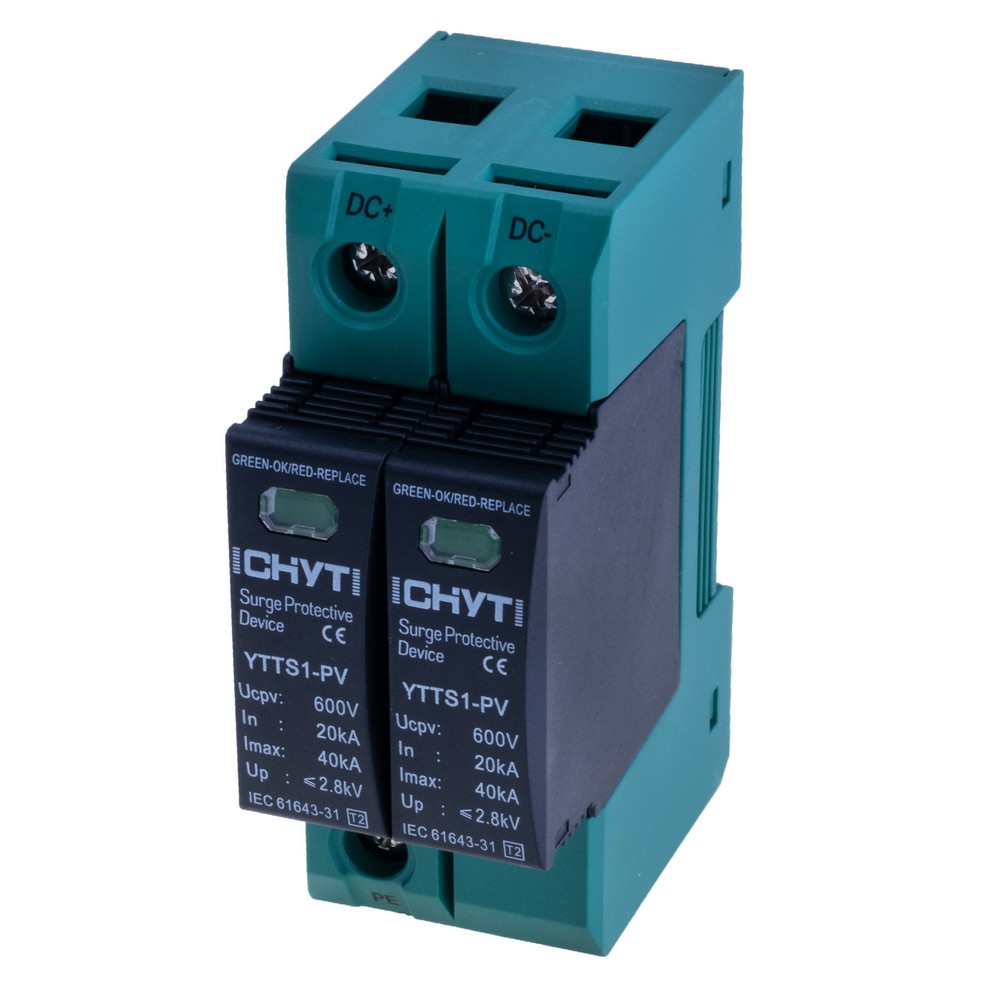 Пристрій захисту від імпульсних перенапруг, T2, In:20kA, Uc:600V YTTS1-PV-600V-2P