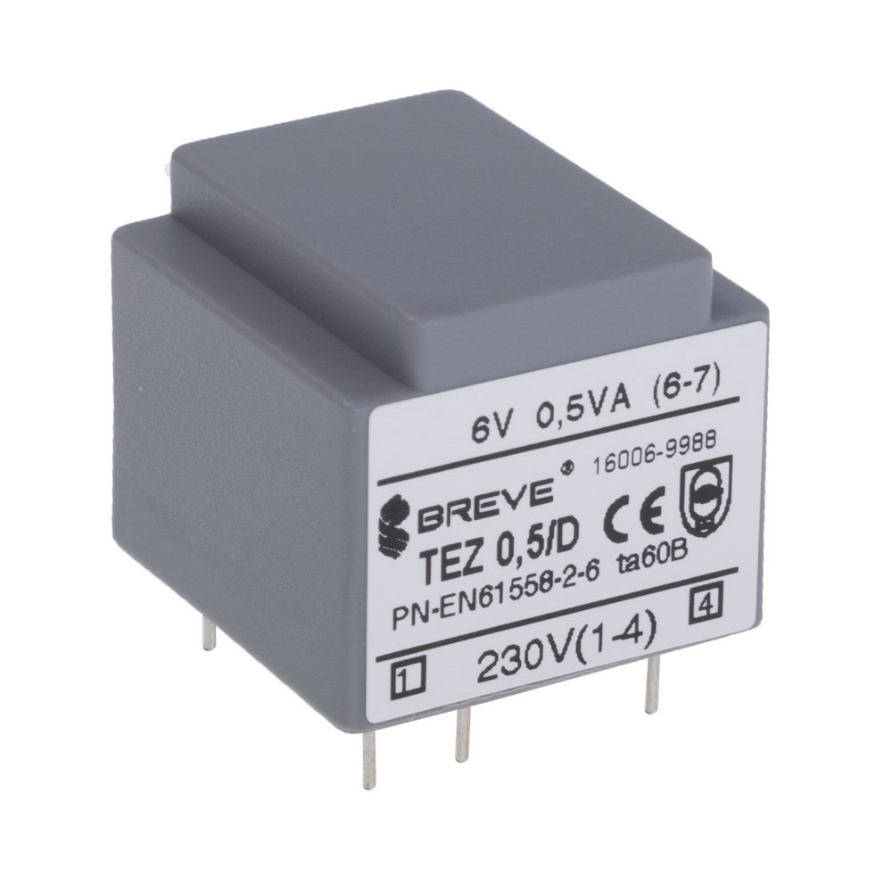 Трансформатор залитий 0,5VA, 6 V, TEZ0.5/D230/6V BREVE TUFVASSONS Трансформатор залитий 0,5VA, 6 V, TEZ0.5/D230/6V BREVE TUFVASSONS