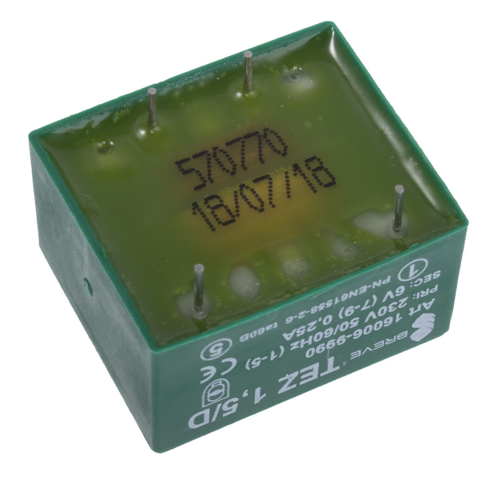 Трансформатор залитий 1,5VA, 6 V, TEZ1.5/D230/6V BREVE TUFVASSONS
