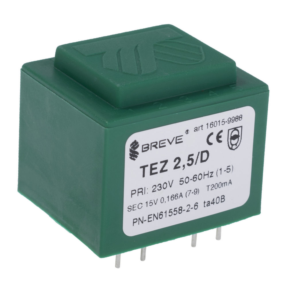 Трансформатор залитий 2,5VA, 15 V, TEZ2.5/D230/15V BREVE TUFVASSONS Трансформатор залитий 2,5VA, 15 V, TEZ2.5/D230/15V BREVE TUFVASSONS