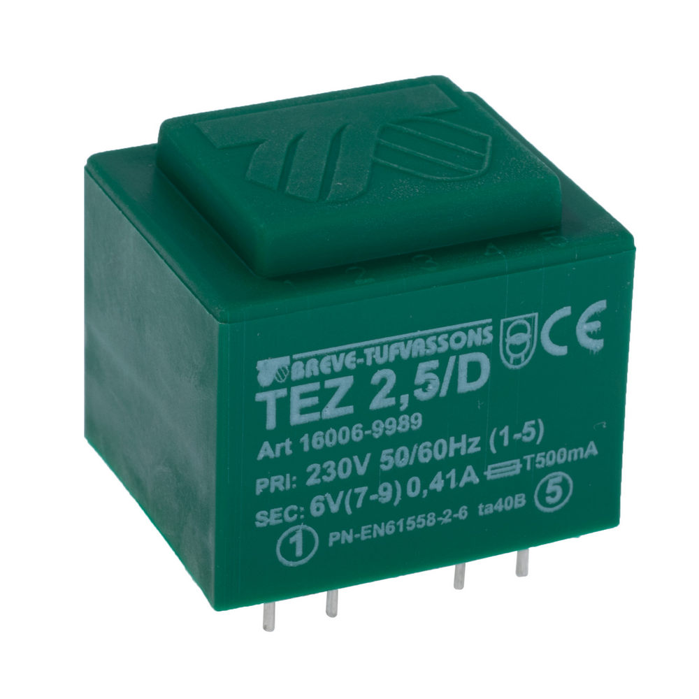 Трансформатор залитий 2,5VA, 6 V, TEZ2.5/D230/6V BREVE TUFVASSONS Трансформатор залитий 2,5VA, 6 V, TEZ2.5/D230/6V BREVE TUFVASSONS