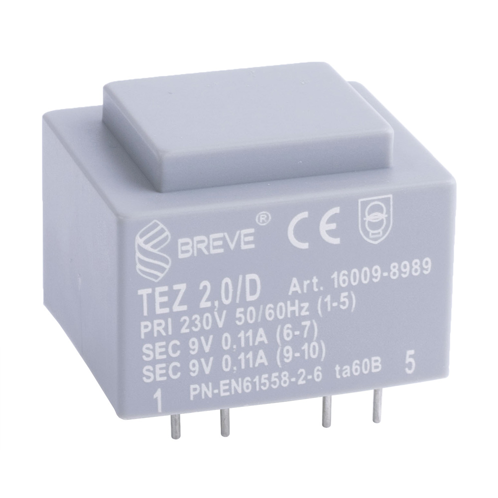 Трансформатор залитий 2VA, 2x9 V, TEZ2/D230/9-9V BREVE TUFVASSONS