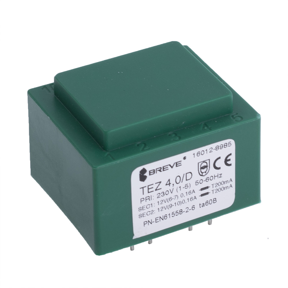 Трансформатор залитий 4VA, 2х12 V, TEZ4/D230/12-12V BREVE TUFVASSONS Трансформатор залитий 4VA, 2х12 V, TEZ4/D230/12-12V BREVE TUFVASSONS