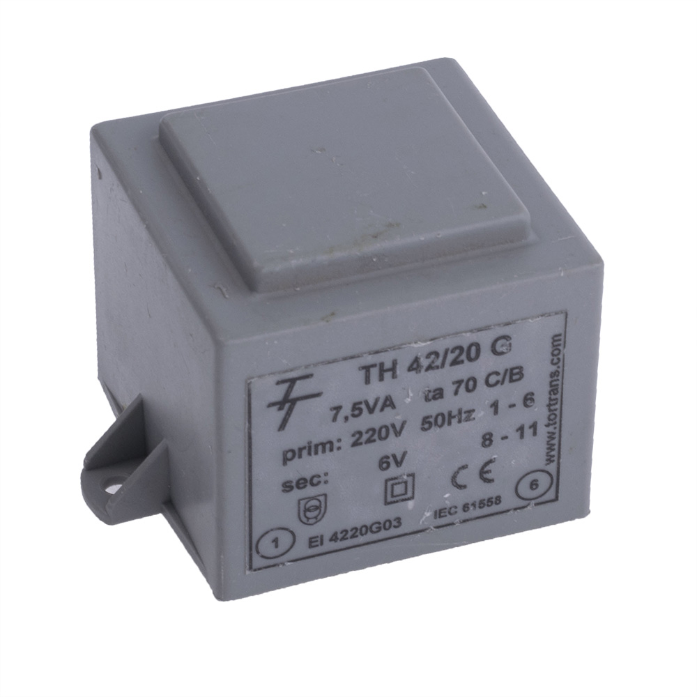 Трансформатор залитий 7,5VA, 6 V, TH42/20G 6V (код EI 4220G 03) Тортранс