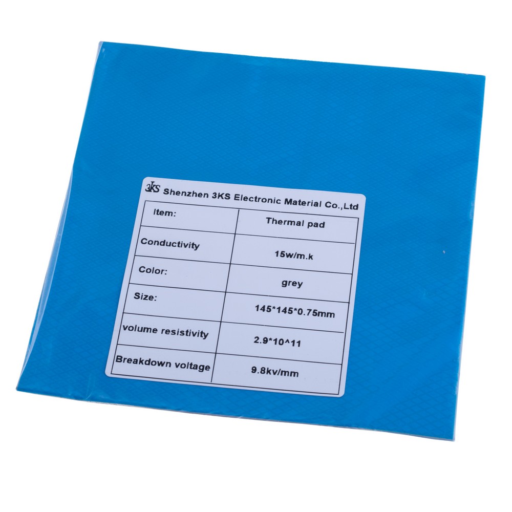 Термопрокладка 0.75mm, 145x145mm, 15W/m.k. колір: сірий 3KS Термопрокладка 0.75mm, 145x145mm, 15W/m.k. колір: сірий 3KS
