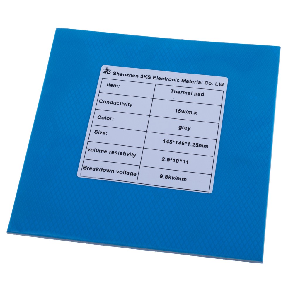 Термопрокладка 1.25mm, 145x145mm, 15W/m.k. колір: сірий 3KS Термопрокладка 1.25mm, 145x145mm, 15W/m.k. колір: сірий 3KS