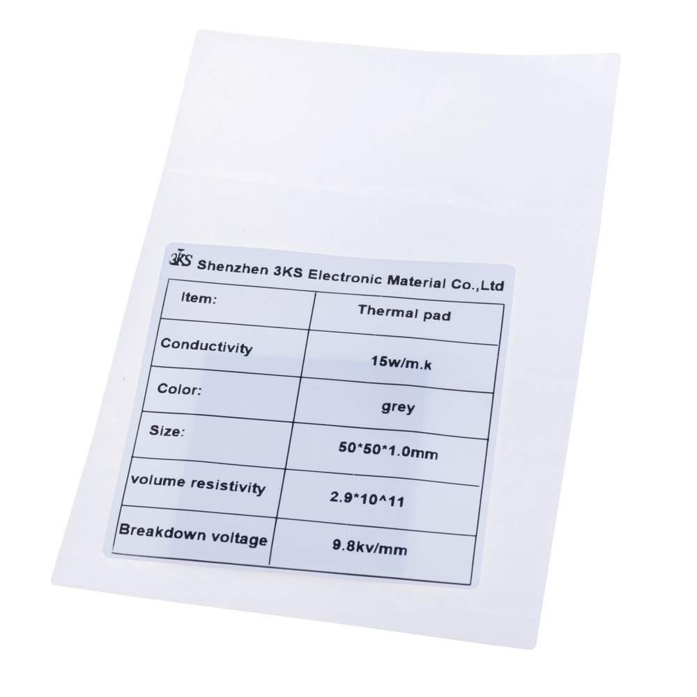 Термопрокладка 1mm, 50x50mm, 15W/m.k. колір: сірий 3KS