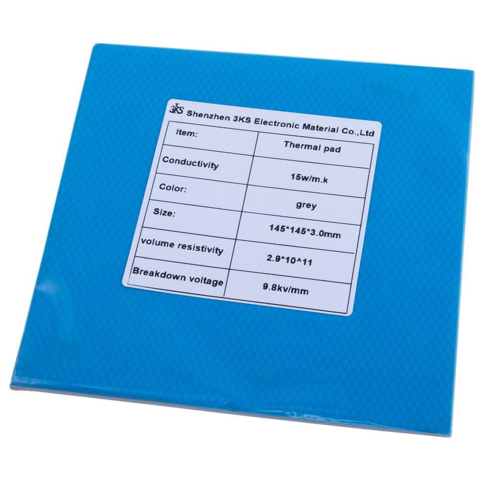 Термопрокладка 3mm, 145x145mm, 15W/m.k. колір: сірий 3KS