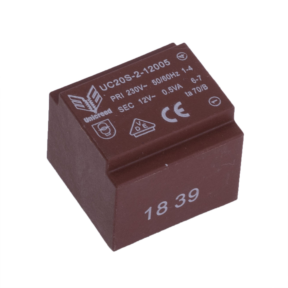 Трансформатор залитий 0,5VA, 12 V, UC20S-2-12005 UCD Трансформатор залитий 0,5VA, 12 V, UC20S-2-12005 UCD