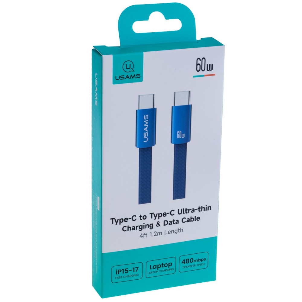 SJ783 U96 60W Type-C to Type-C Ultra-thin Charging & Data Cable (SJ783USB01 Blue – USAMS)