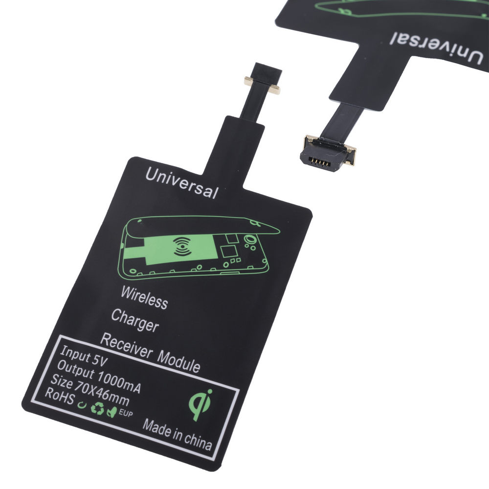 Універсальний ресивер для безконтактної зарядки телефону [Micro USB] 5V/1A (68,4x49mm, reverse)
