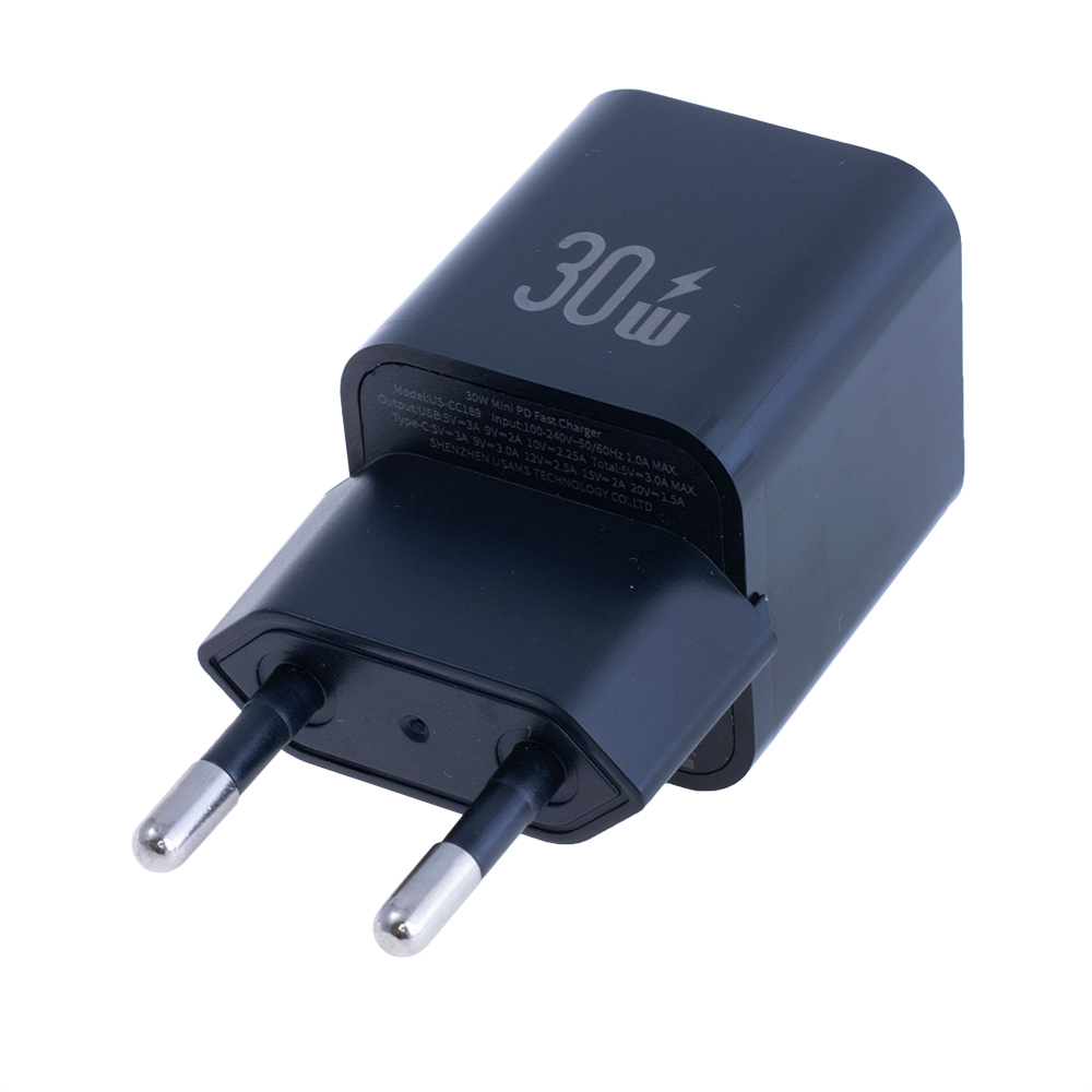 Зарядний пристрій чорний US-CC189 PD30W+QC3.0 A+C Dual-port Fast Charger (black, EU) Зарядний пристрій чорний US-CC189 PD30W+QC3.0 A+C Dual-port Fast Charger (black, EU)