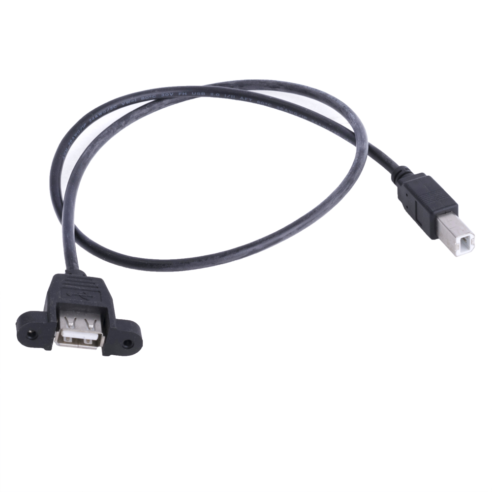 Кабель USB 2.0 AF для монтажу на панель - USB 2.0 BM, 0.6м Кабель USB 2.0 AF для монтажу на панель - USB 2.0 BM, 0.6м
