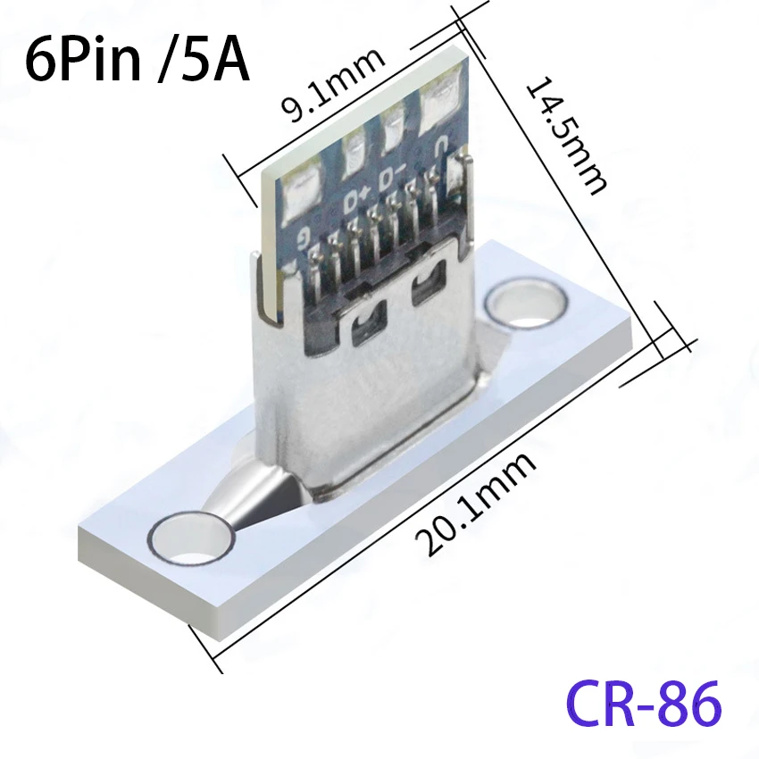 Роз'єм Type-C (6pin/5A, CR-86) на платі на панель