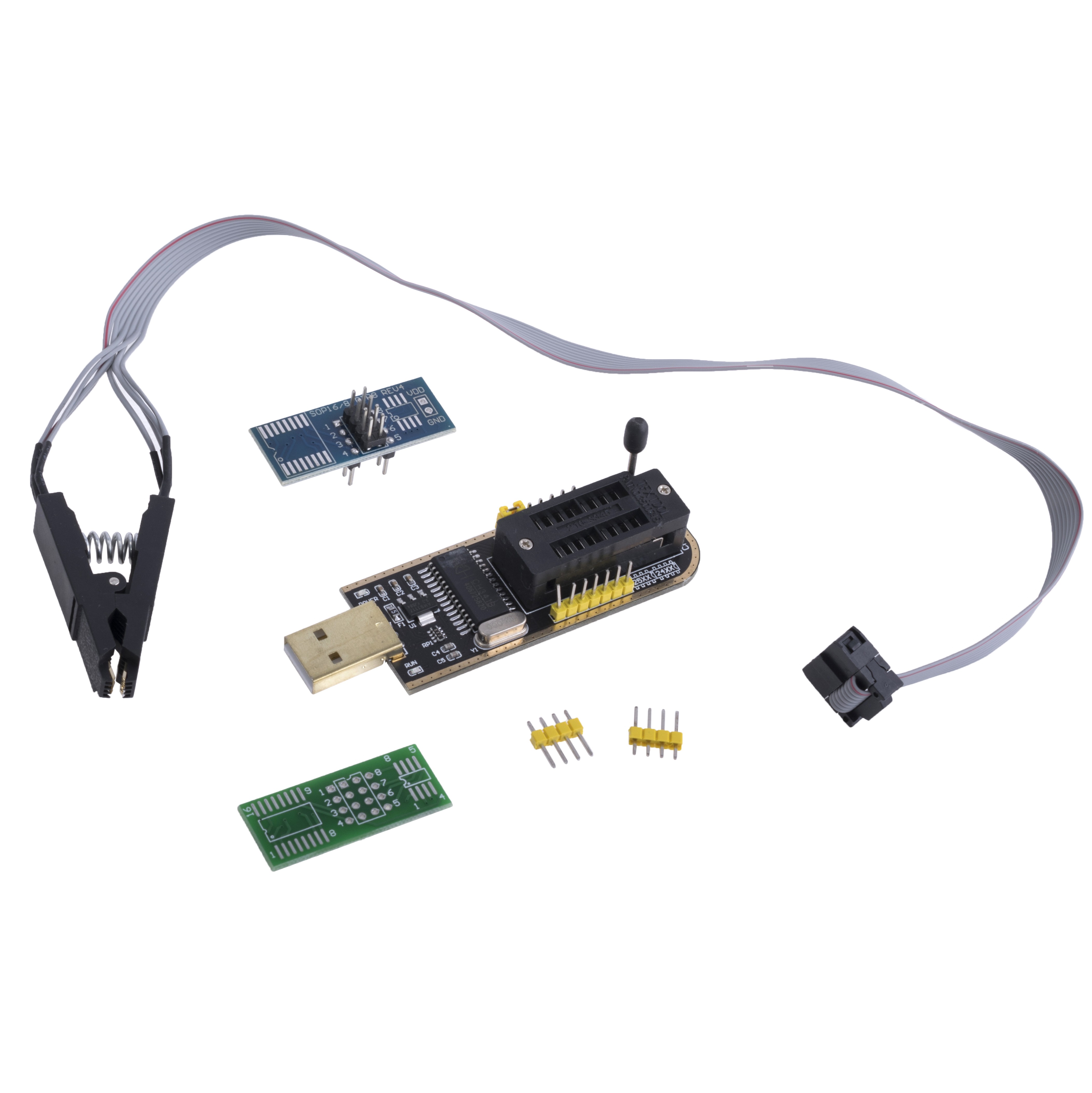 Багатофункціональний USB-програматор CH341A + кліпса для програмування SO-8 внутрішньоплатно Багатофункціональний USB-програматор CH341A + кліпса для програмування SO-8 внутрішньоплатно