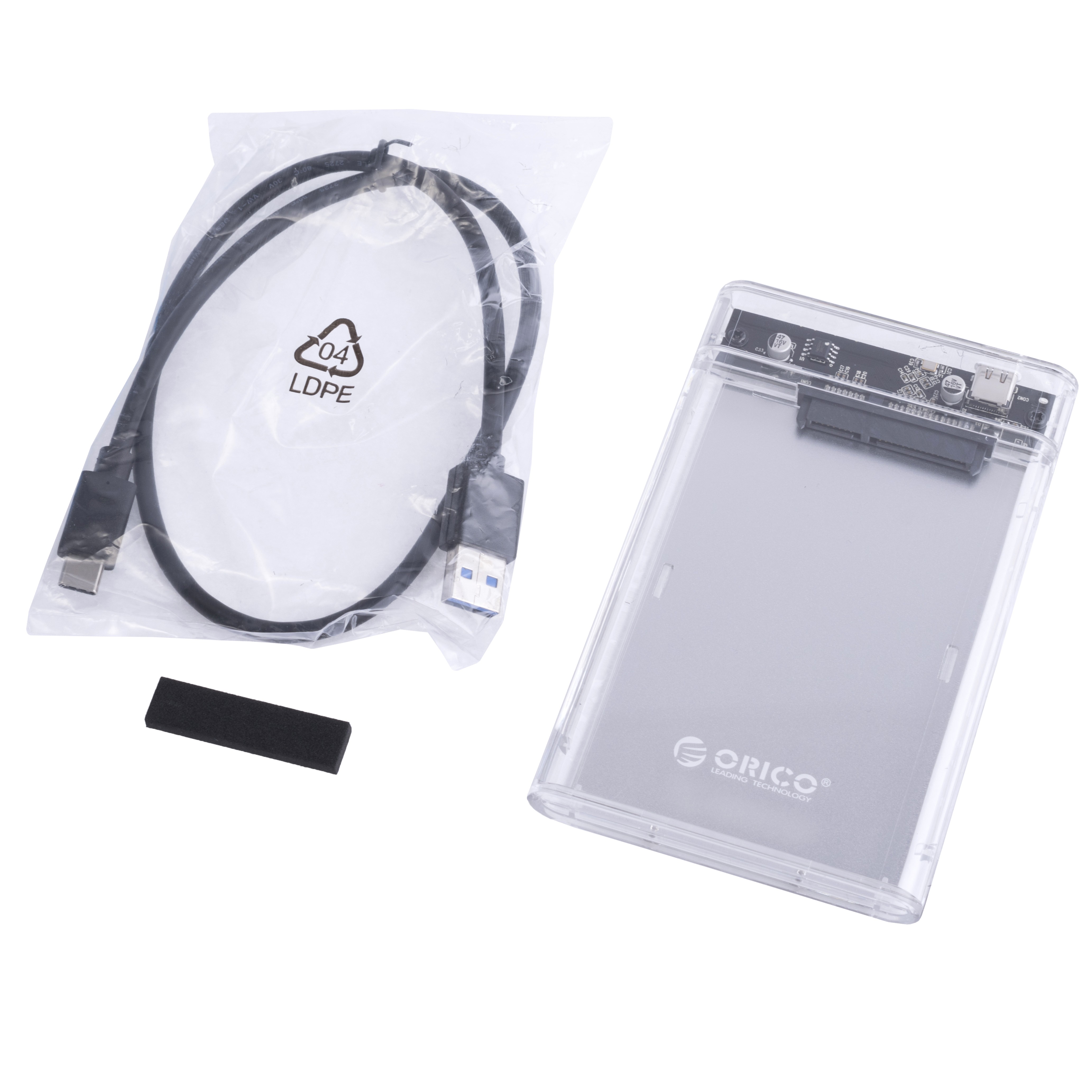 Зовнішній бокс USB-C для HDD / SSD 2,5 "SATA (Orico - 2179C3, прозорий) Зовнішній бокс USB-C для HDD / SSD 2,5 "SATA (Orico - 2179C3, прозорий)