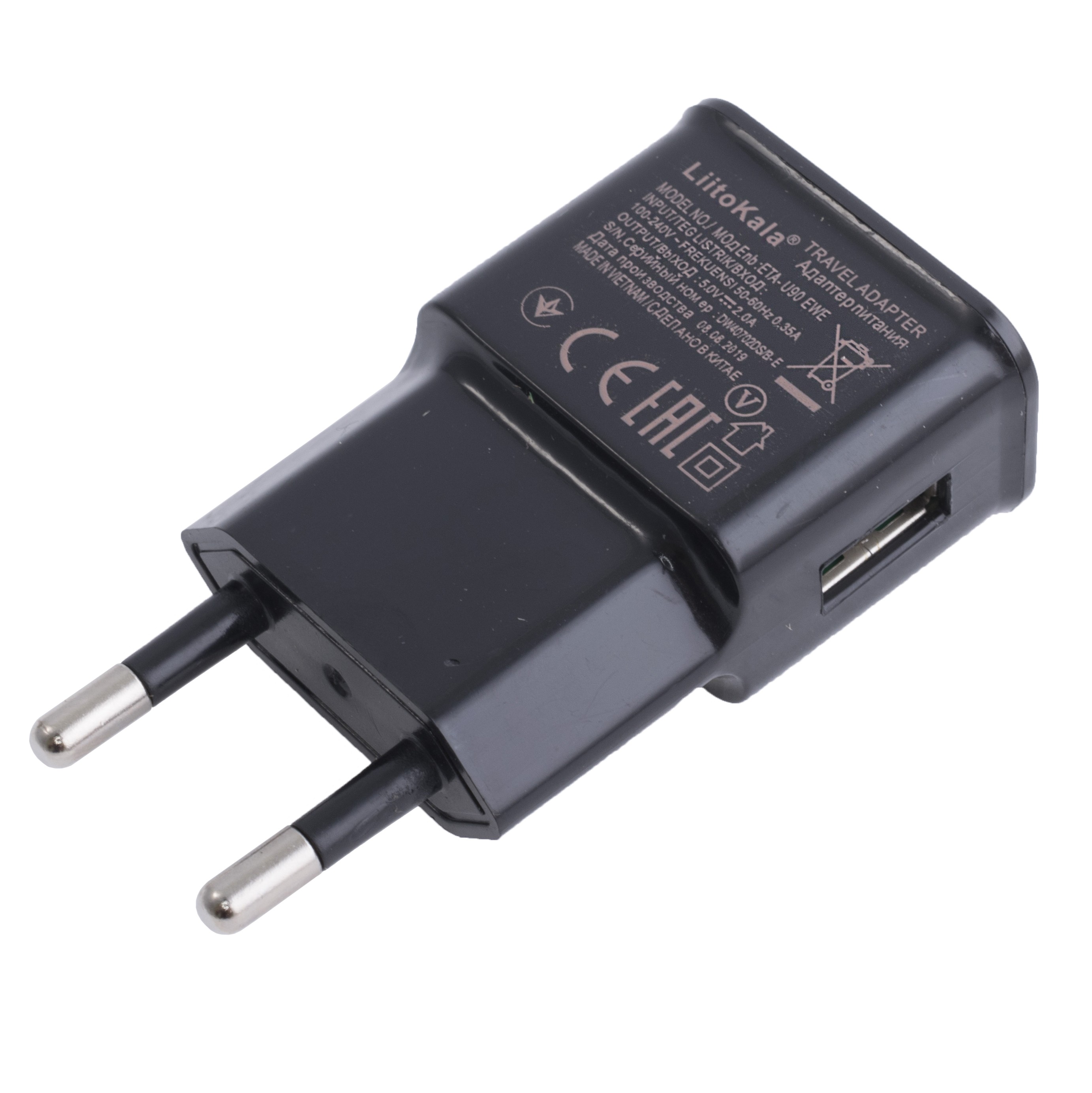 Блок живлення з вилкою 10W 5V, роз'єм:USB, Lii-U1/ ETA-U90 EWE