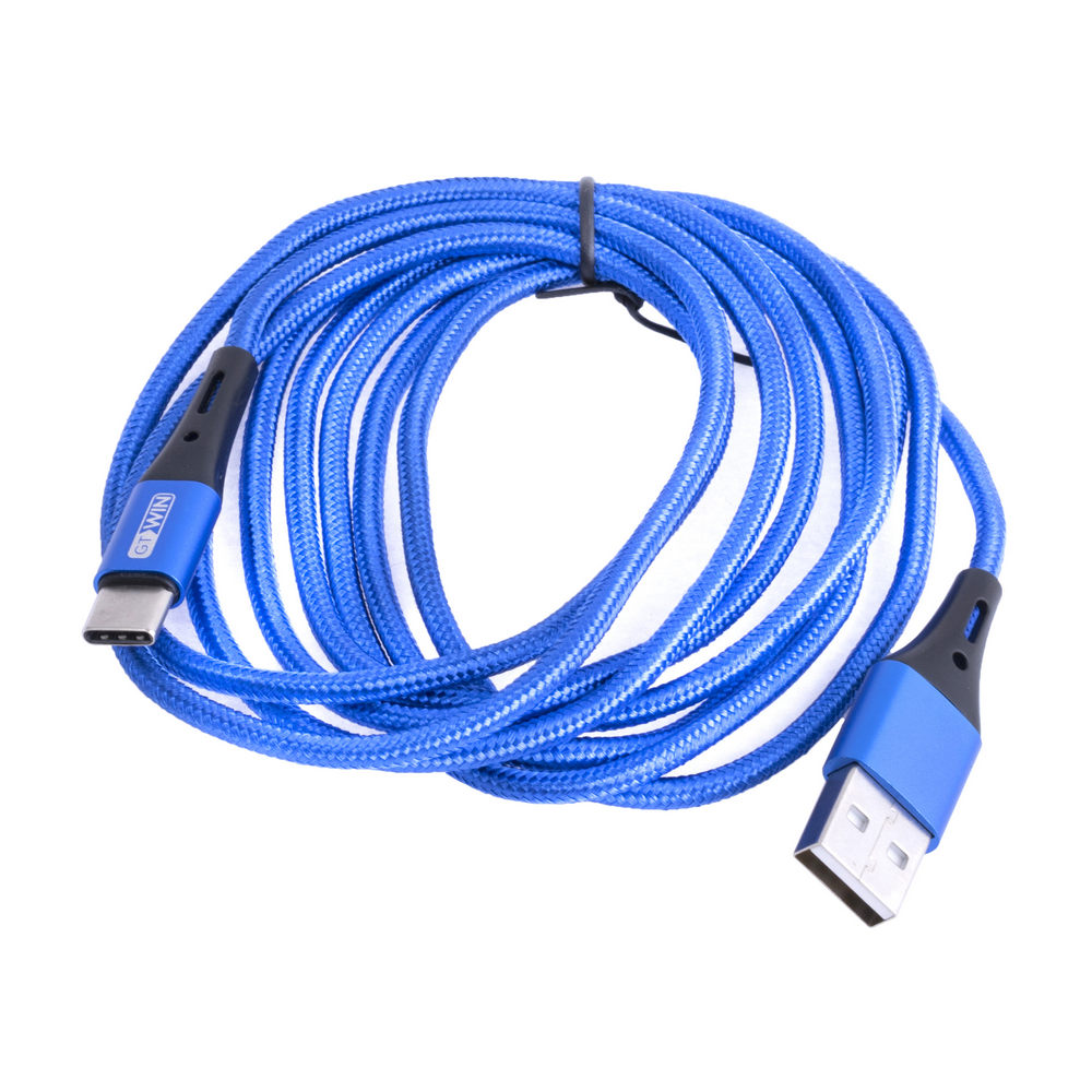 Кабель USB type C 3A, 2метра, синій