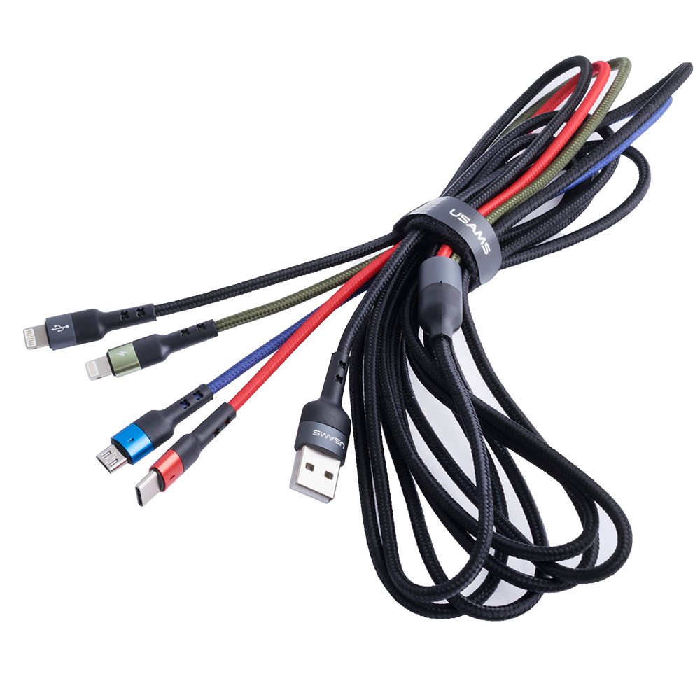 Кабель USB US-SJ413 U26 (USAMS) 4IN1 2A Charging & Data Cable (USAMS) 3м чорний