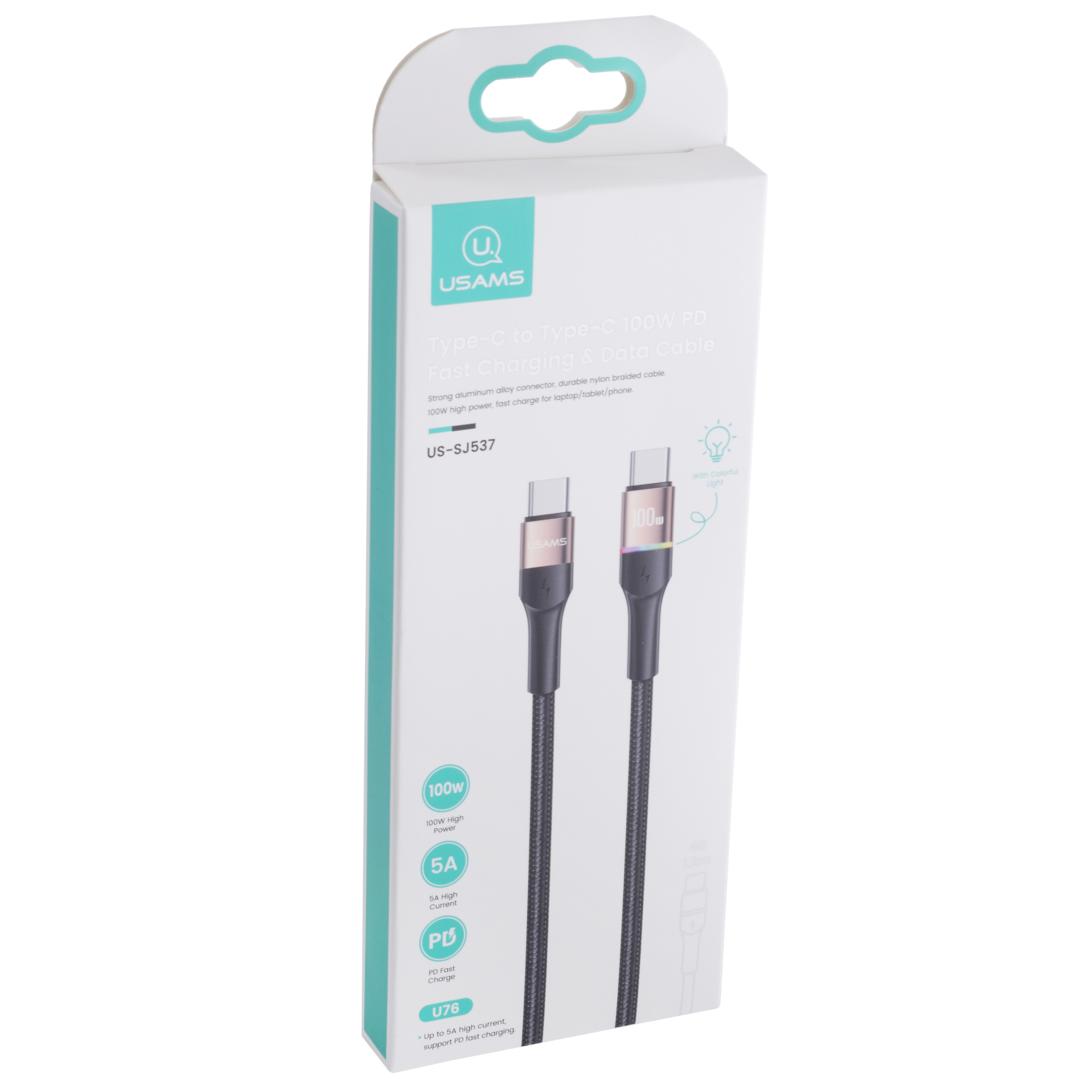 Кабель USB US-SJ537 U76 (USAMS) Type-C to Type-C 100W PD Fast Charging & Data Cable (USAMS) 1.2м золотистий