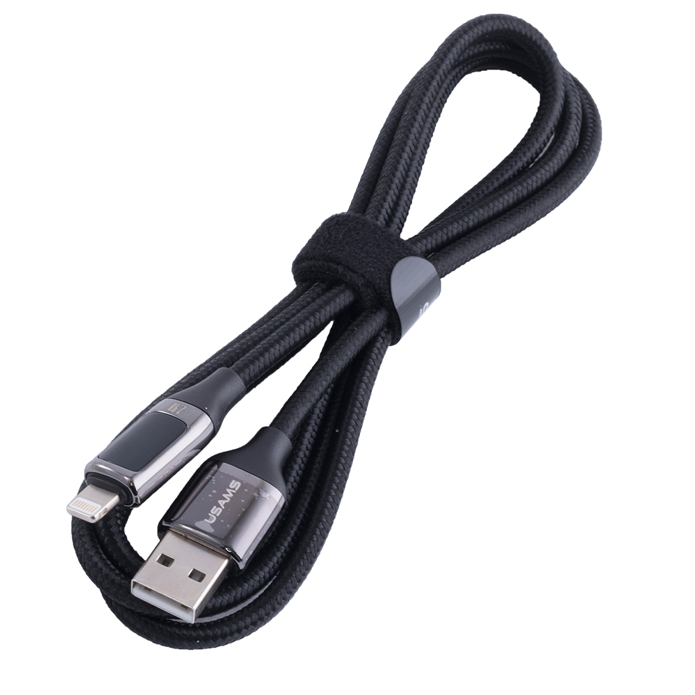 Кабель USB US-SJ543 U78 (USAMS) Lightning Digital Display Charging & Data Cable (USAMS) 1.2м чорний