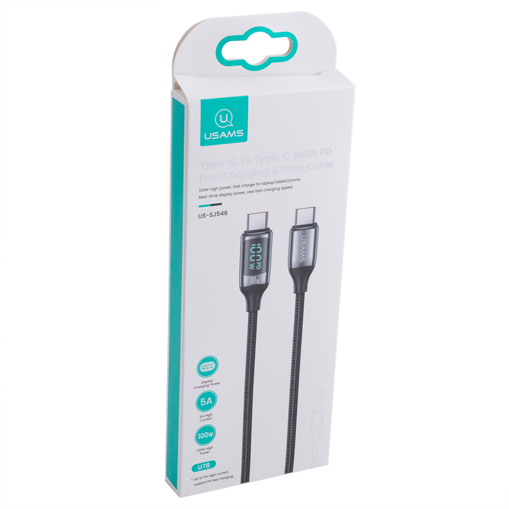 Кабель USB US-SJ546 U78 (USAMS) Type-C – Type-C 100W PD Fast Charging & Data Cable (USAMS) 1.2м чорний