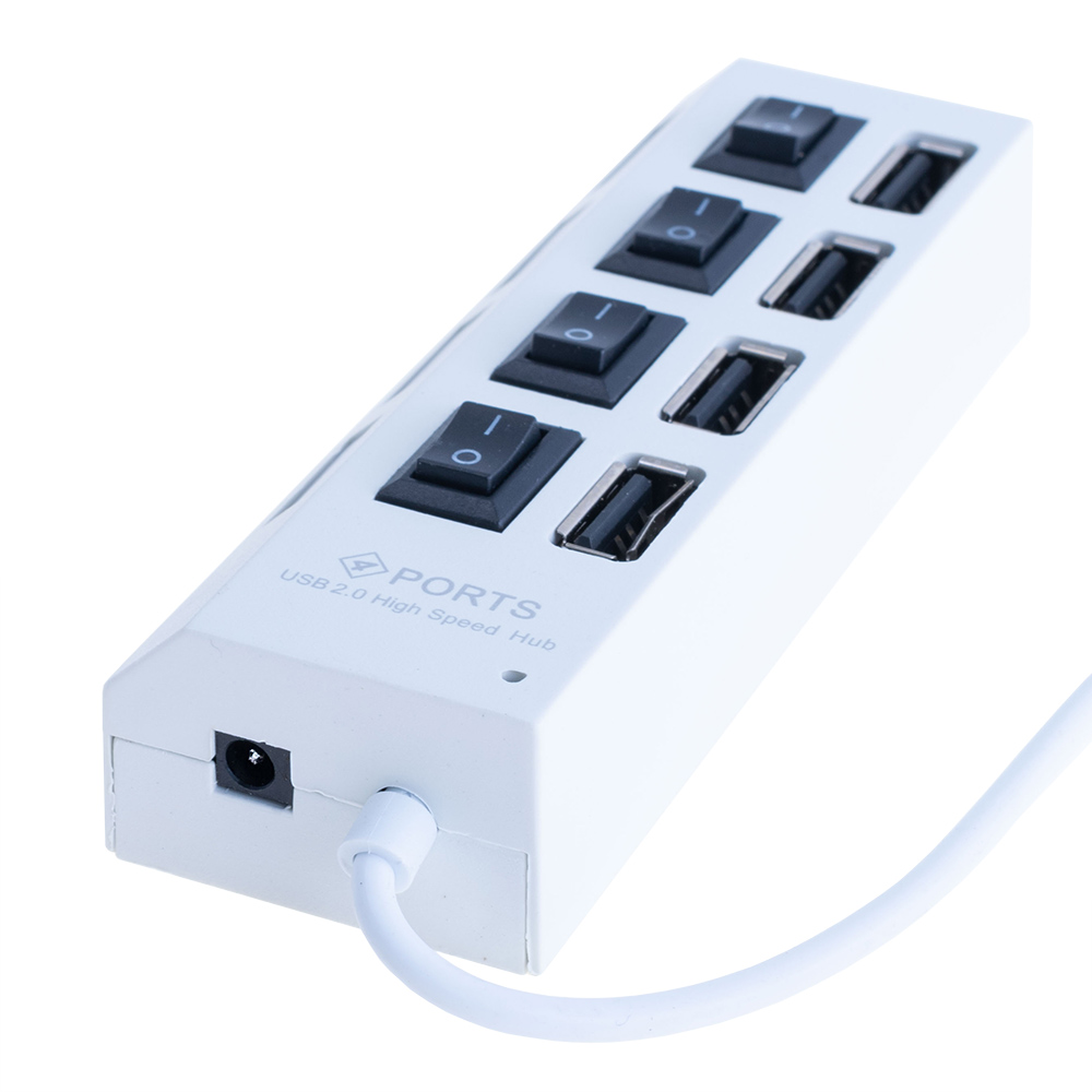 Концентратор USB 2.0 HUB 4 порти, білий