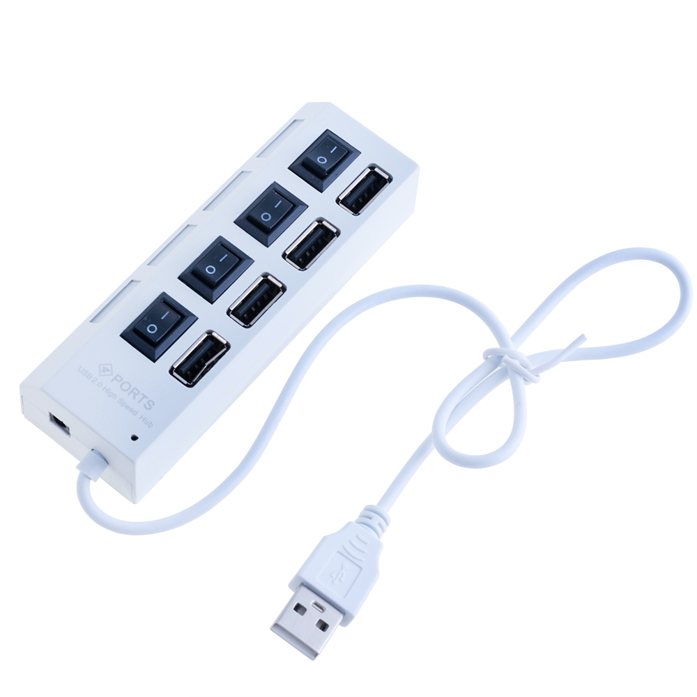 Концентратор USB 2.0 HUB 4 порти, білий