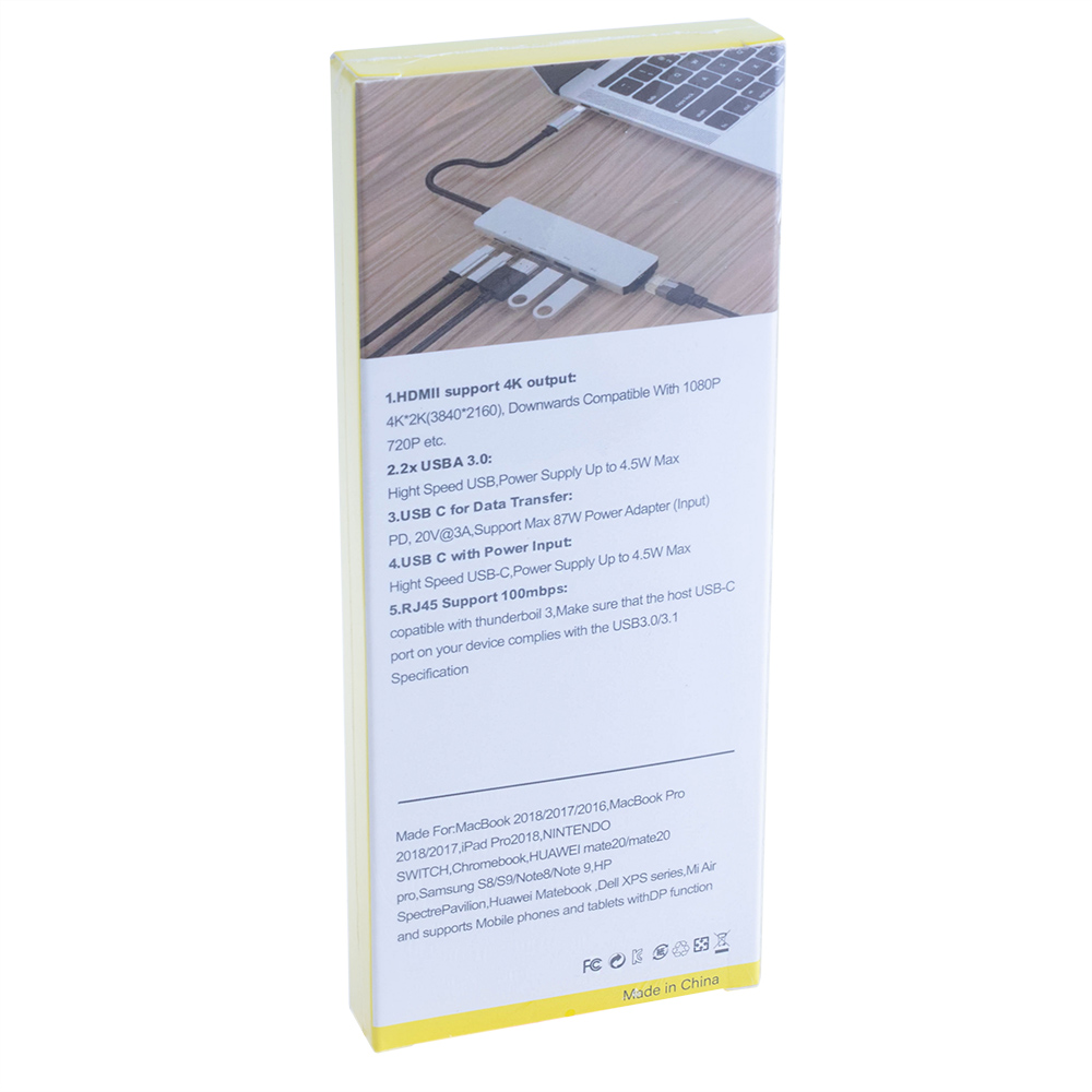Концентратор USB 3.0, type-С HUB 6в1 із RJ45