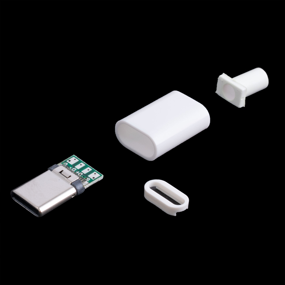 Роз'єм USB 3.1 Type-C 24 pin на кабель (білий)