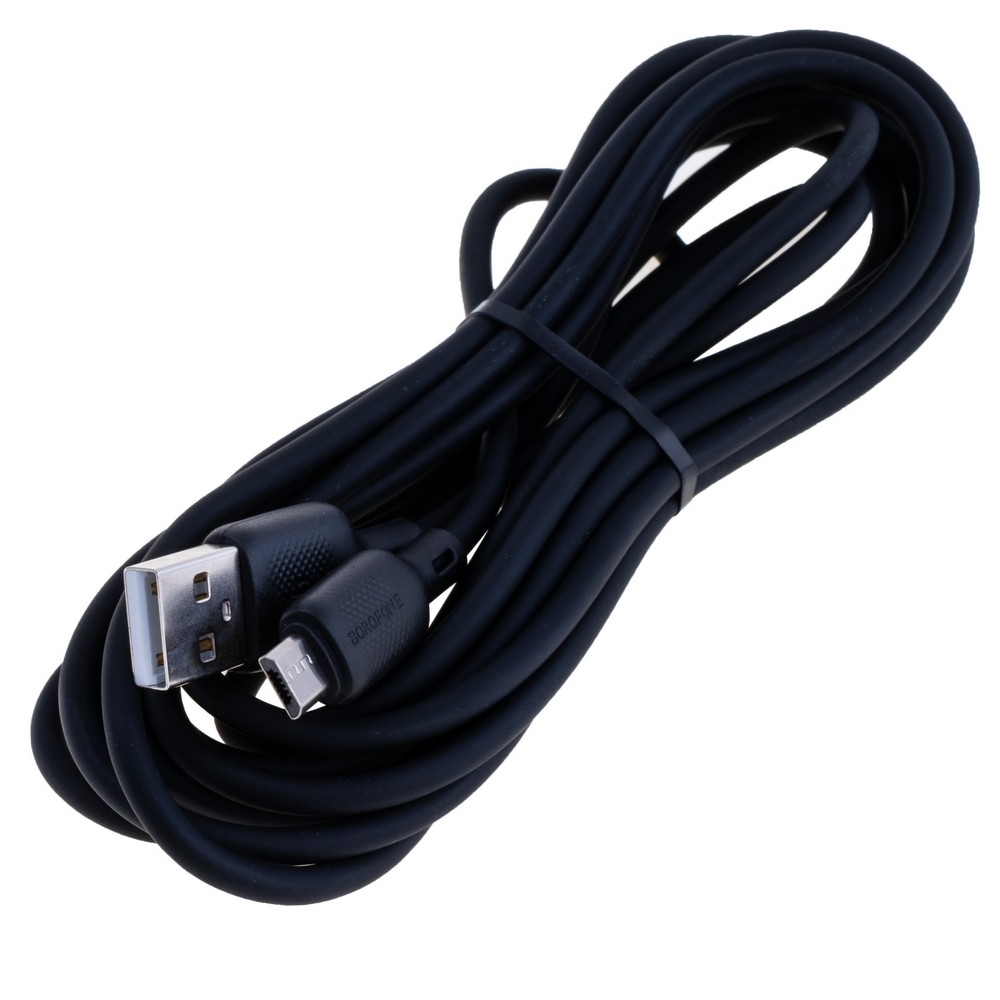 Кабель USBA-plug - USBmicro - plug довжина 3м, чорний (Borofone BX113) Кабель USBA-plug - USBmicro - plug довжина 3м, чорний (Borofone BX113)