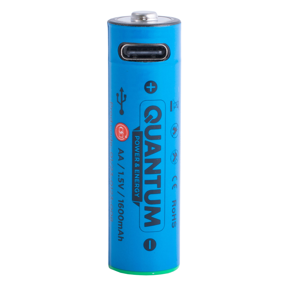 Li-Ion 1600mAh, 1,5V, AA Quantum літій-іонний аккумулятор USB type-C USB-C/Li-ion AA-1600-PB2 Li-Ion 1600mAh, 1,5V, AA Quantum літій-іонний аккумулятор USB type-C USB-C/Li-ion AA-1600-PB2