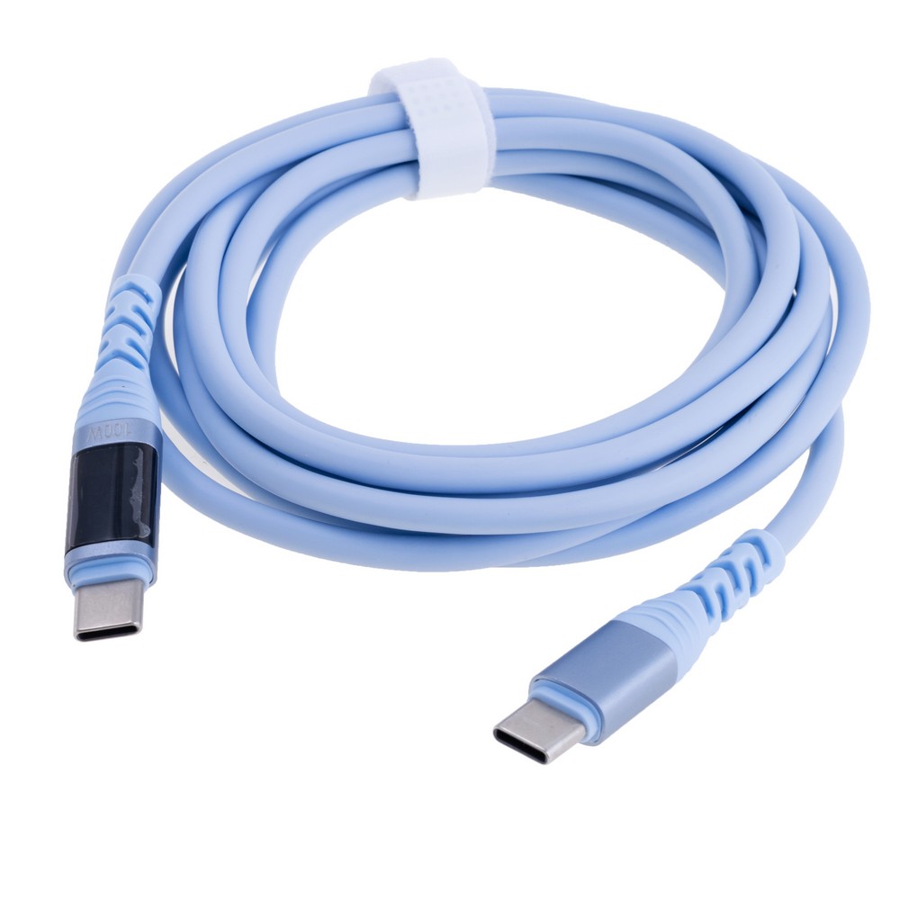 Провід синій з індикатором USB type-C male PD100W 2m