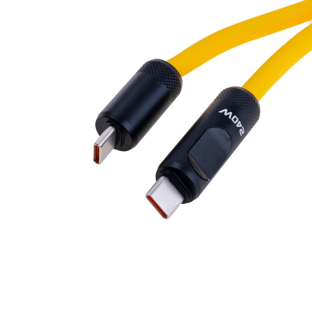 Провід жовтий з індикатором USB type-C male PD240W 1,5m Провід жовтий з індикатором USB type-C male PD240W 1,5m