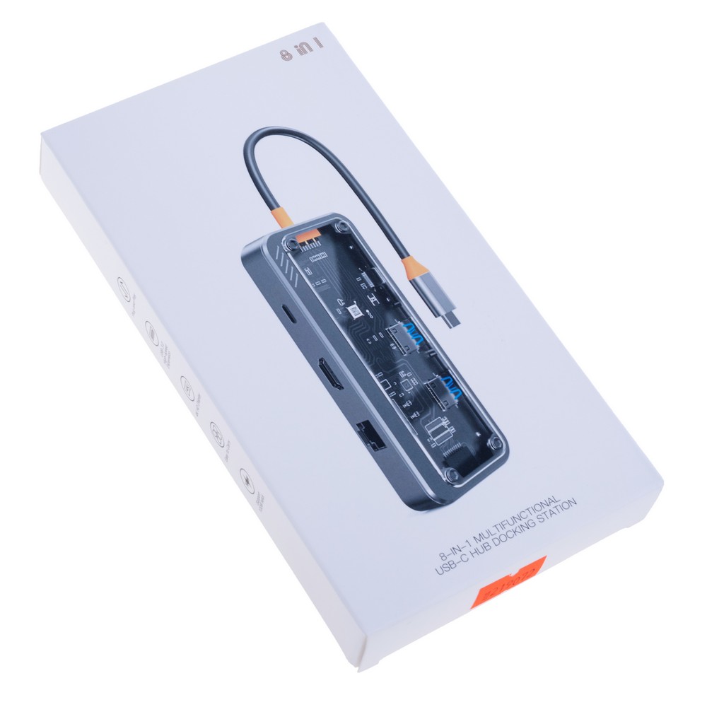 Док-станція USB Type-C 8-в-1 з HDMI, RJ45, USB 3.0, USB 2.0, PD, SD/TF