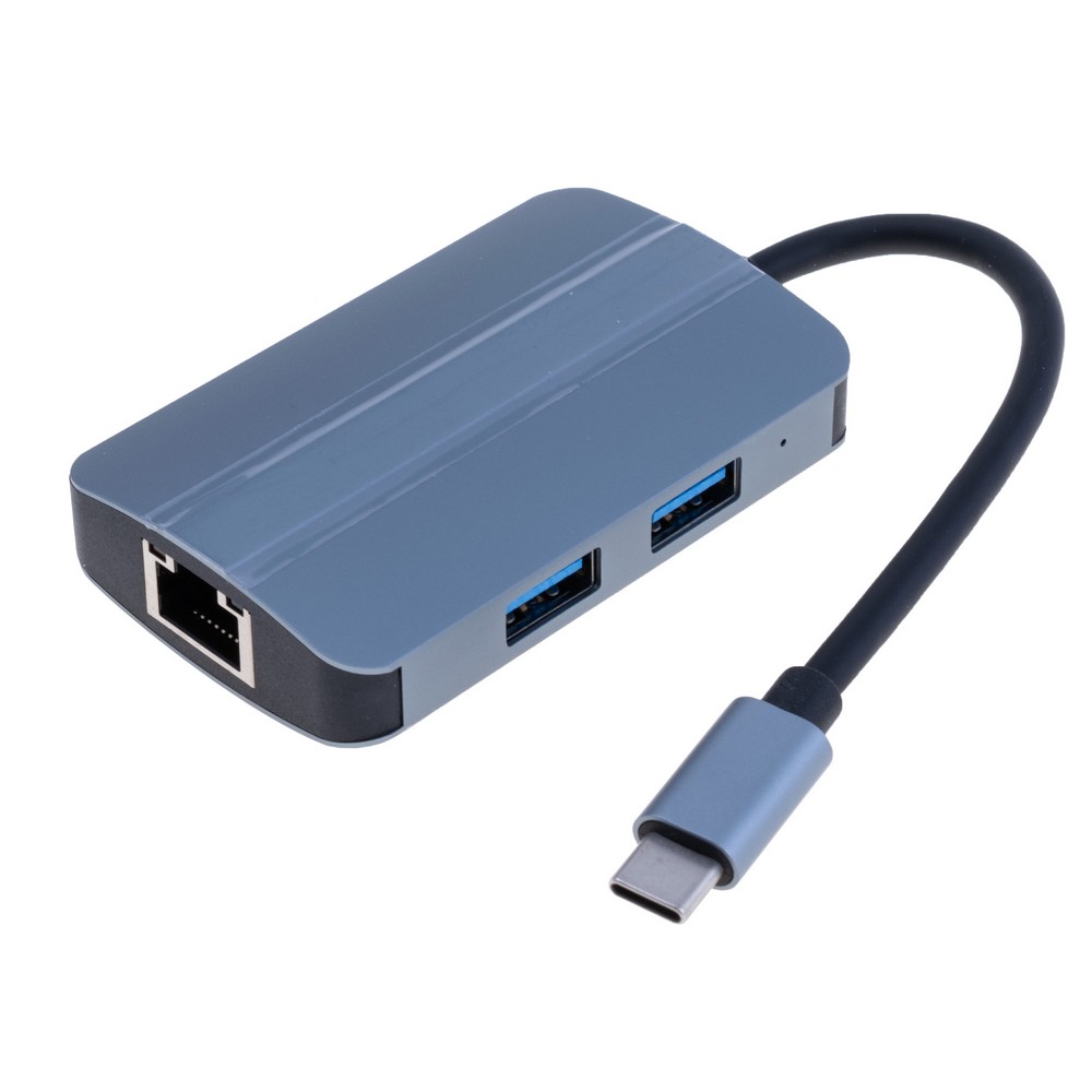 Док-станція USB Type-C  у  RJ45 100Mbps, USB 3.0, USB 2.0, TF/SD