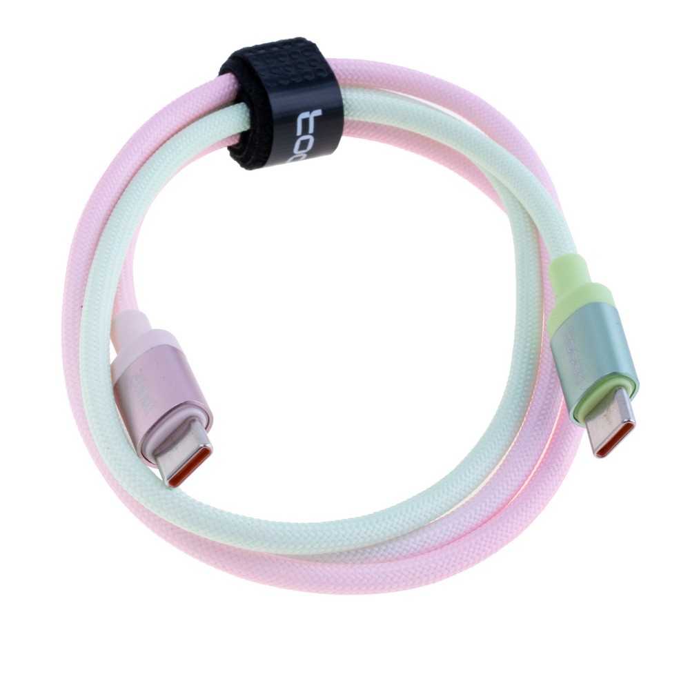 Провід USB type-C / USB type-C 240W, градієнт рожевий-зелений, 1 метр, 40100022