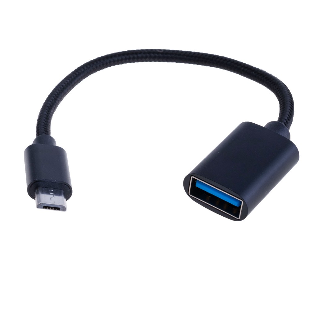 Кабель micro USB на USB-A "мама" 15см чорний LJ