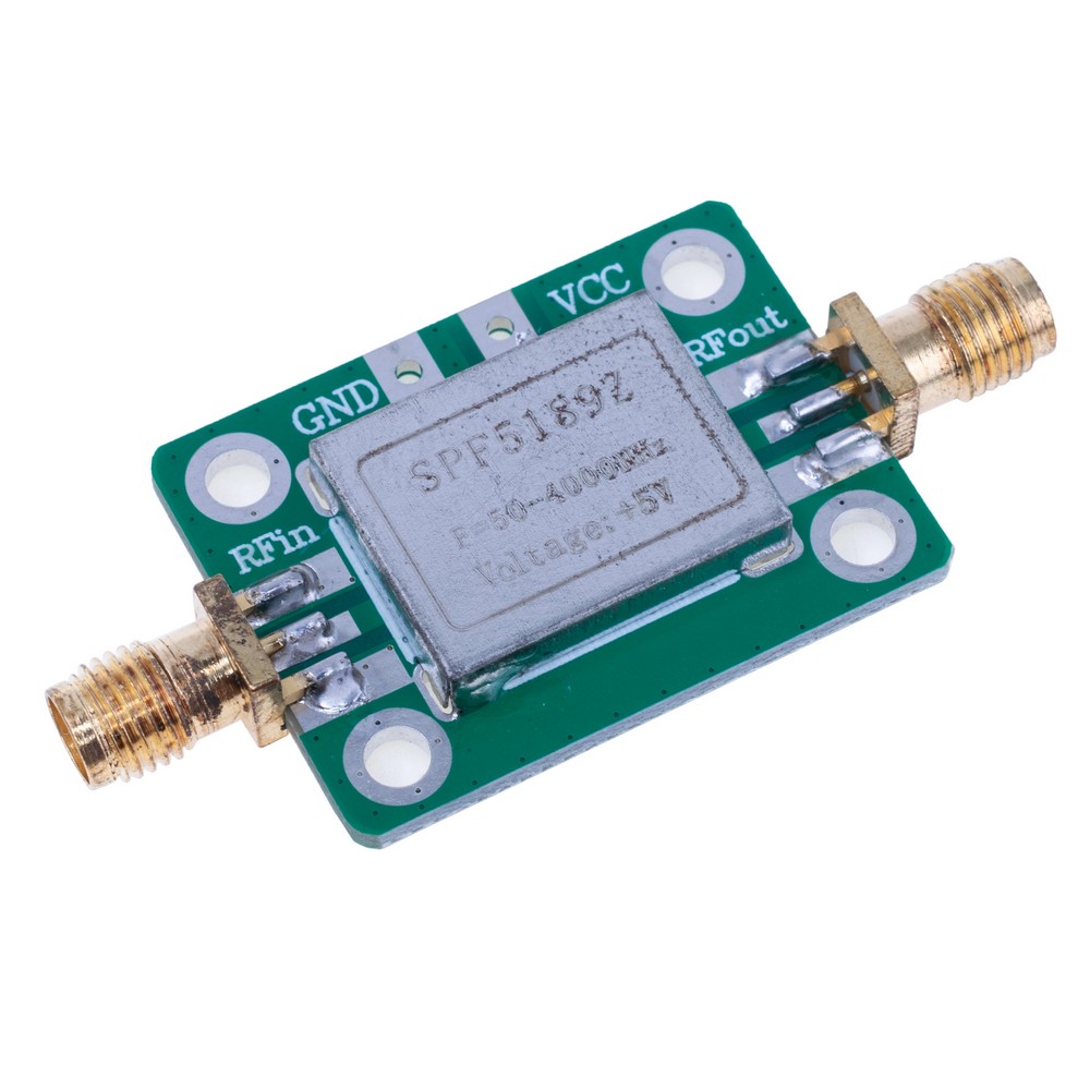 ВЧ малошумний підсилювач LNA 50–4000 МГц з екранованим корпусом SPF5189