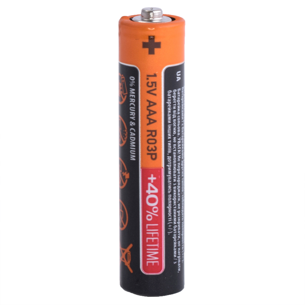 Батарейка AAA сольова 1,5V 1шт. VIDEX R03P-4S