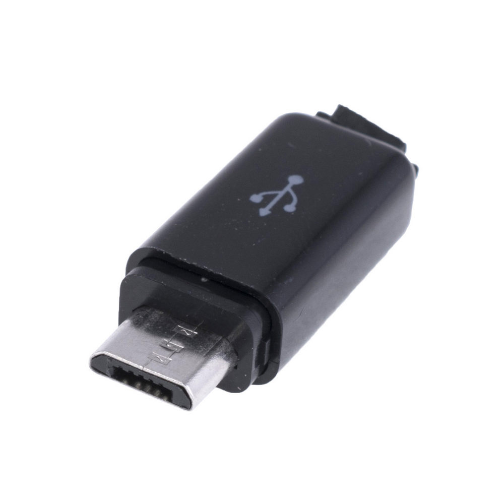 Вилка micro USB тип B 8мм, apple style, чорна 5 pin