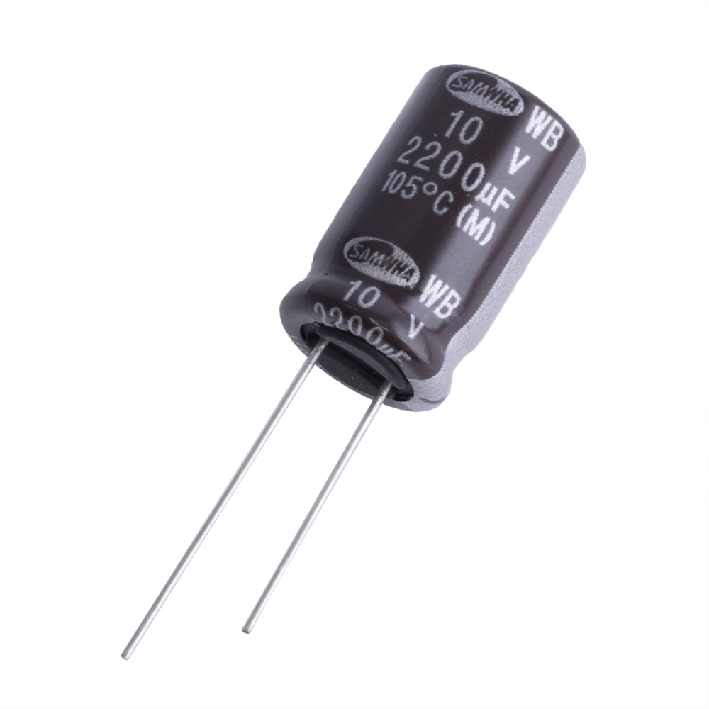 2200uF 10V WB 12x20mm 105°C (WB1A228M12020PL259-Samwha) (електролітичний конденсатор)